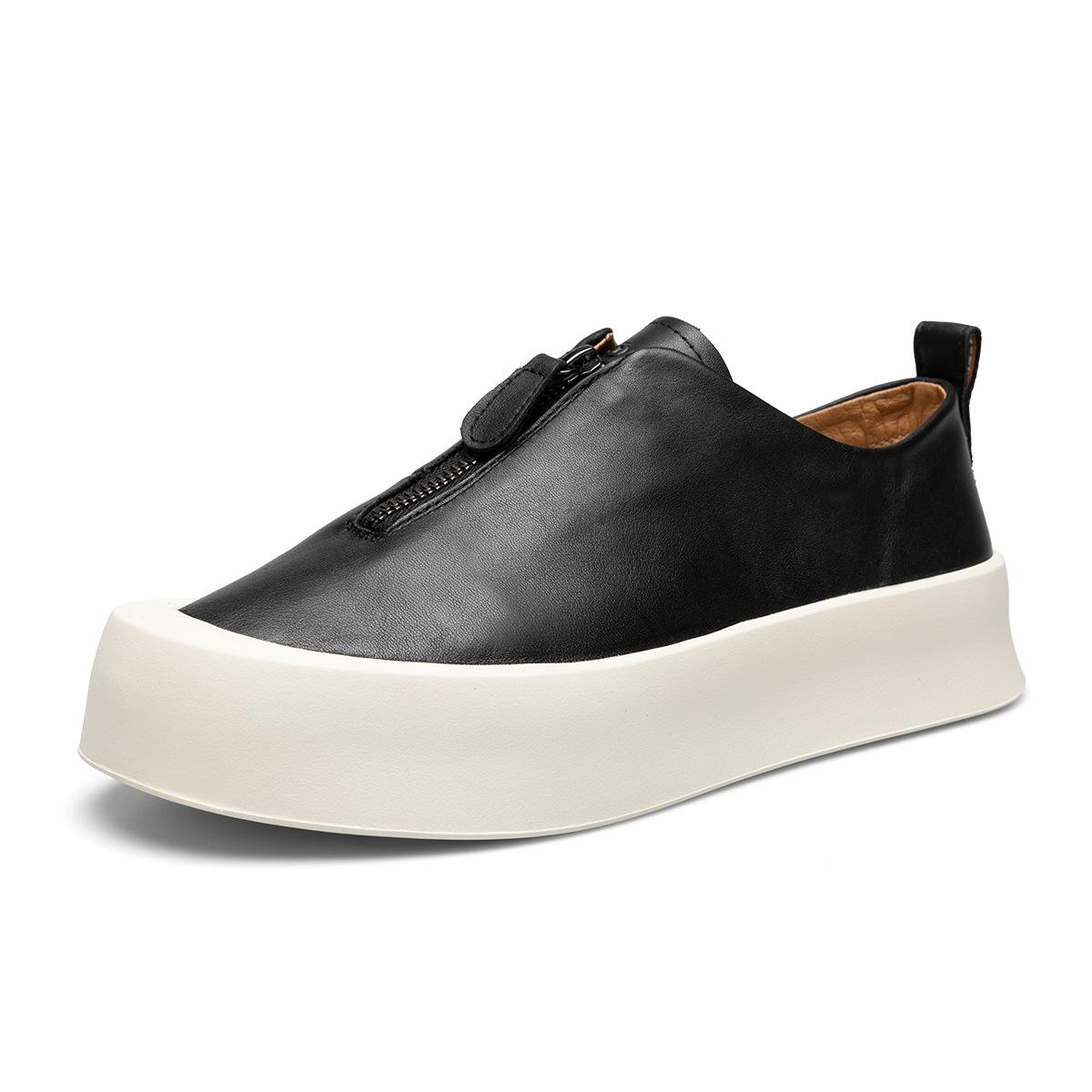 

2025 direct supply men s shoes autumn retro old loafers genuine leather platform versatile one-pedal non-slip casual shoes 43