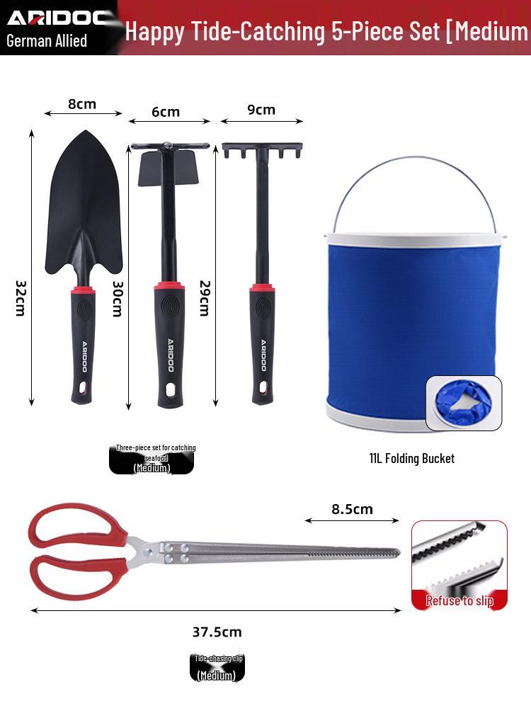 Tide-Chasing Tool Kit: Children's and Adults' Seaside Sand and Clam Digging Set with Shovel and Clips