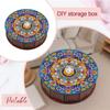 DIY Diamond Painting Colored Pattern Wood Case Partial Drill Crystal Mosaic Storage Container for Home Car Desk Decoration Craft