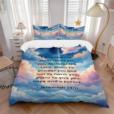 3-delige Beddengoedset met Jeremiah Design Print, Zachte en Comfortabele Dekbedovertrek voor Slaapkamer, Logeerkamer (1 Dekbedovertrek + 2 Kussenslopen, Kussenco