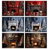 Mocsicka Christmas Photography Background Xmas Tree Fireplace Wall Decors Family Baby Children Portrait Photo Backdrop Wallpaper