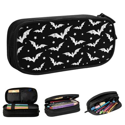 Lovely Bat Halloween Gothic Pencil Cases Pencil Pouch Pen Box for Student Big Capacity Bag School Supplies Cosmetic Stationery
