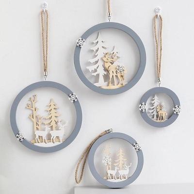1pcs Elkdeer Wooden Wall Mount Christmas Tree Hanging Pendant Ornament Decor Christmas Decorations Supplies
