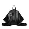 Schwarzer gewebter Kunstleder-Rucksack Freizeitrucksack