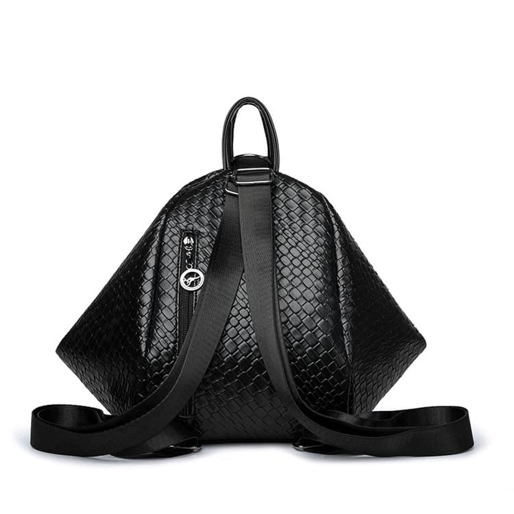 Schwarzer gewebter Kunstleder-Rucksack Freizeitrucksack