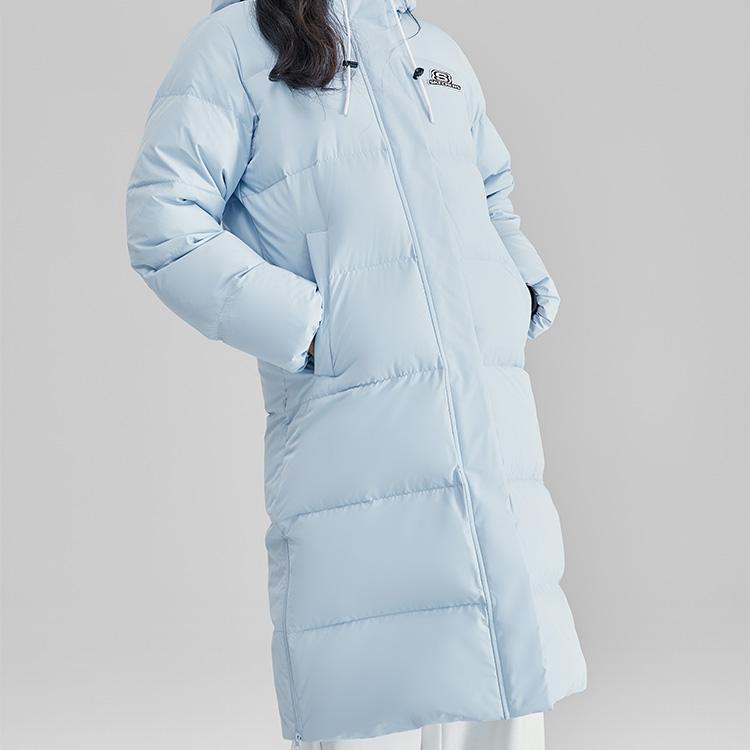 Skechers FW23 Colorful Casual Series Solid Color Casual Hooded Down Jacket Women outerwear Cashmere-Blue L423W131-00F5