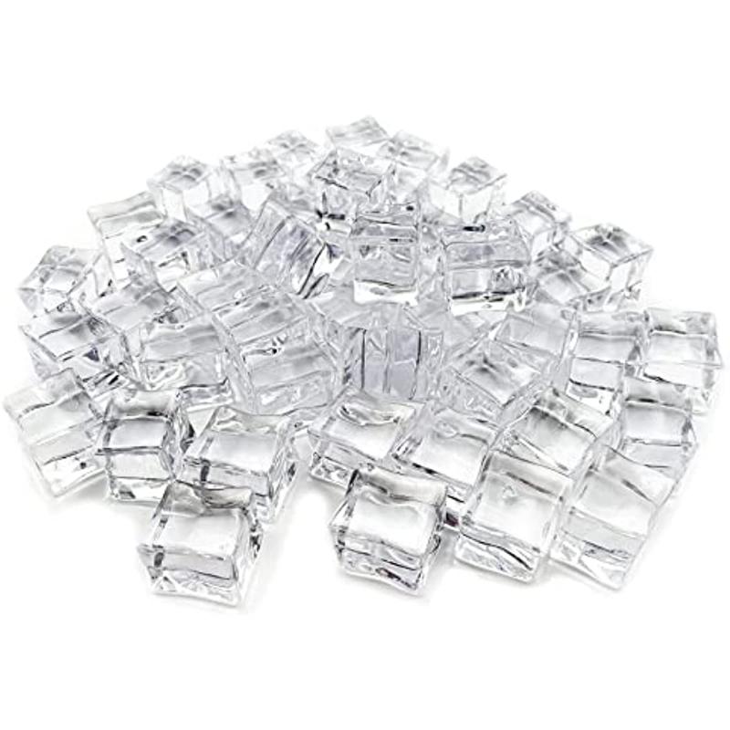 Fake Ice, Clear Fake Ice Cubes Acrylic, 17 Mm 100 PCS Acrylic Decorative Ice Cubes for Photography Accessories Props Decoration Vase Fillers