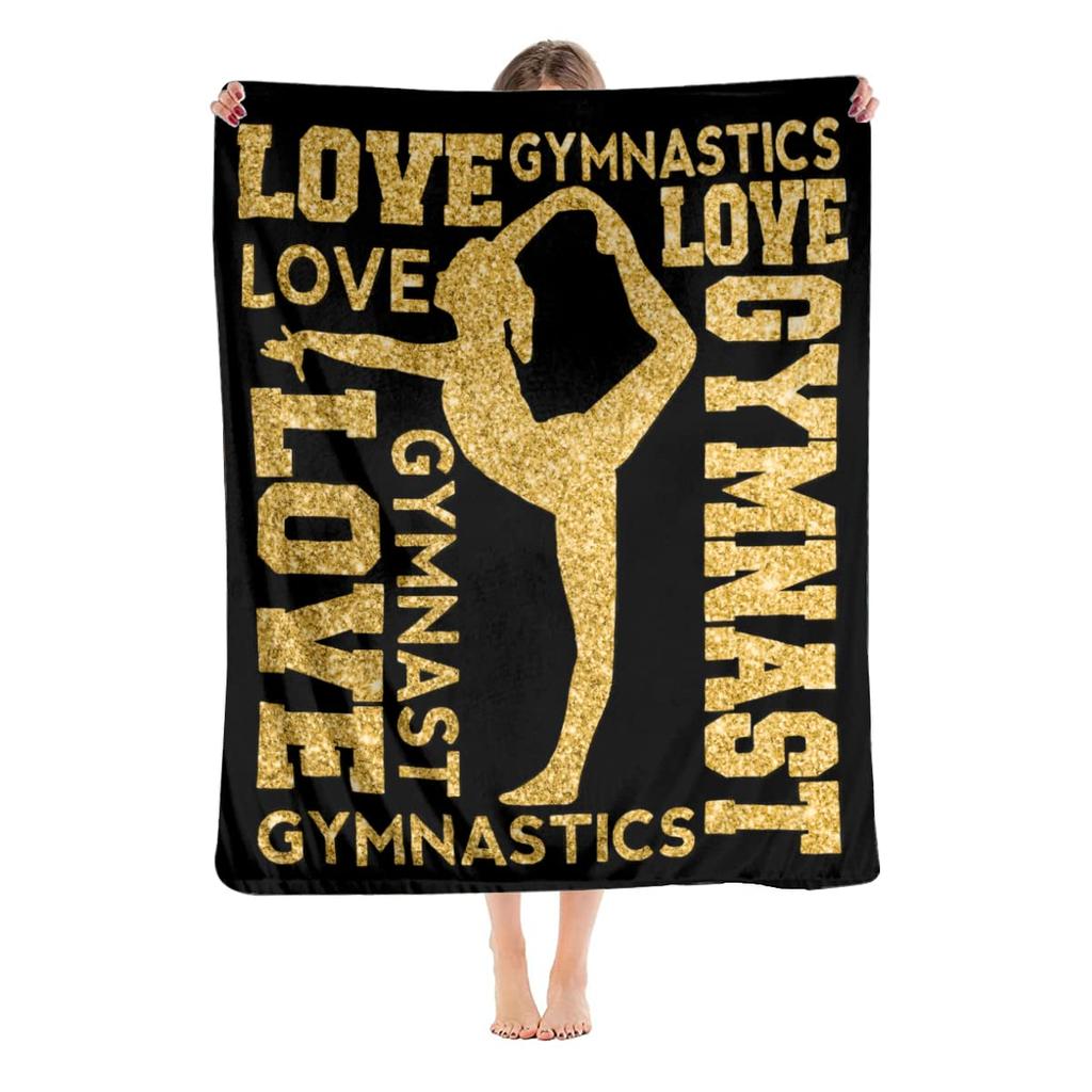 Love Gymnastics Fleece Throw Home Decor Soft Cozy Blanket Bed Couch Sofa for Girls Boys Teens Blanket 50"X40"