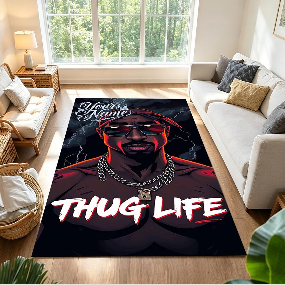 2pac Customize Text Floor Mat Perfect for Dormitory Entryway Outdoor Game Room Anti-slip Rug Anime Office Decor Best for Christmas