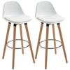 Set di 2 Sgabelli da Bar, Sedie da Bar, Design Scandi, Poggiapiedi, 43 cm x 43 cm x 91 cm, Naturale + Bianco