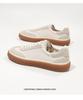 Men's Old Money Style Low-Top Breathable Cowhide Spliced Linen White Skate & Running Shoes