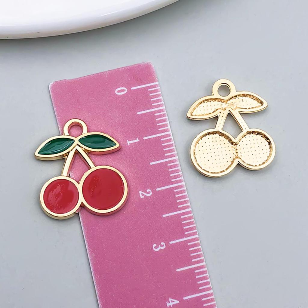 Red Cherry & Apple Fruit Pendant for DIY Jewelry: Bracelets, Earrings, Keychains