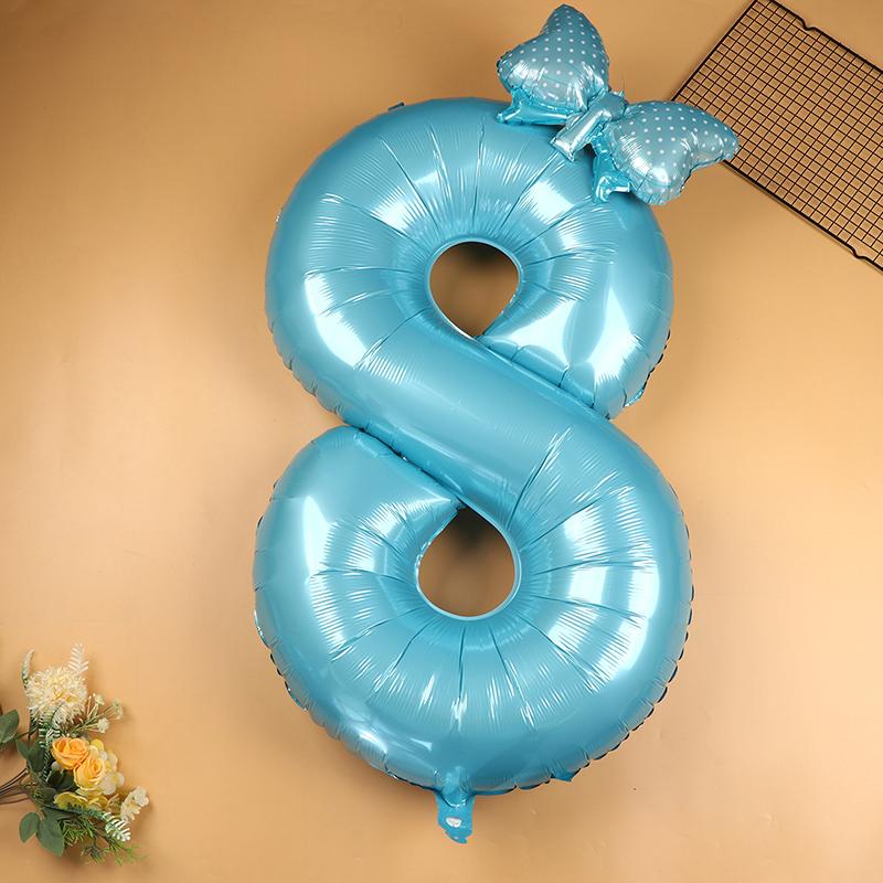 40 Inch Pink Number Balloons 0 9 Princess Birthday Party Decorations Bownot Foil Balloon for Girls