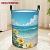 1pc Laundry Basket, Tropical Hibiscus Flower and Turquoise Ocean Print. Round Laundry Basket, Suitable for All Seasons, Lightweight and Durable Storag
