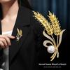 Golden Wheat Ear Brooch: Elegant Women's Suit Jacket Pin & Versatile Clothing Accessory