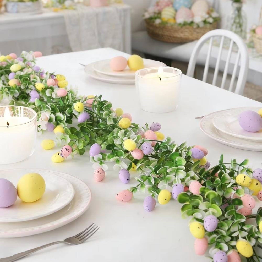 210cm Artificial Easter Egg Wreath Artificial Material Colorful Spring Vine Decoration Vine Texture Egg Shape Festive Decor