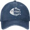 Fish Letter Printed Washed Baseball Caps for Men and Women, Outdoor Fishing, Sun Protection,  Duckbill Caps