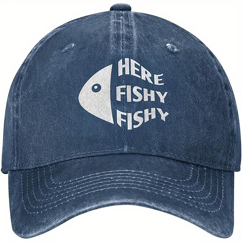 Fish Letter Printed Washed Baseball Caps for Men and Women, Outdoor Fishing, Sun Protection,  Duckbill Caps