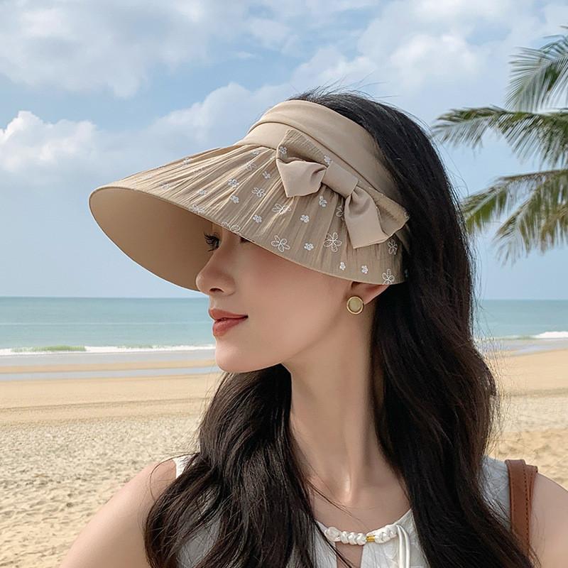 Summer Sun Hat With Butterfly Knot Large Brim For Women Sun Protection