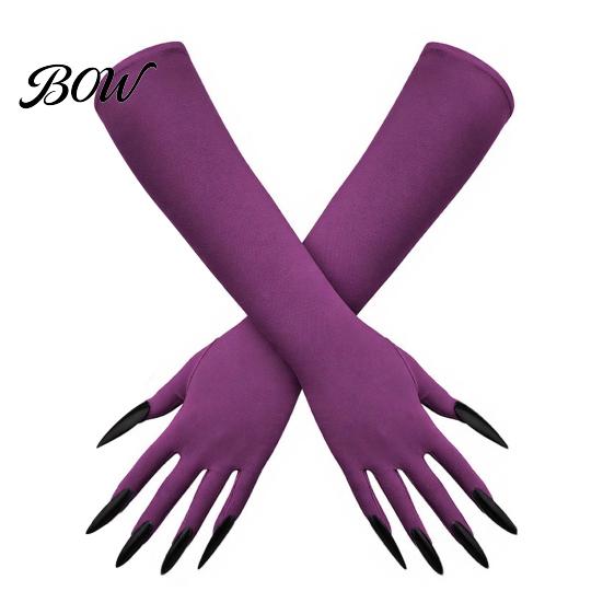 Halloween Theme Party Decoration 1 Pair Ghost Claw Gloves, Long Fingernail Witch Costume Dark Performance Props Accessory, Prop for Adults,