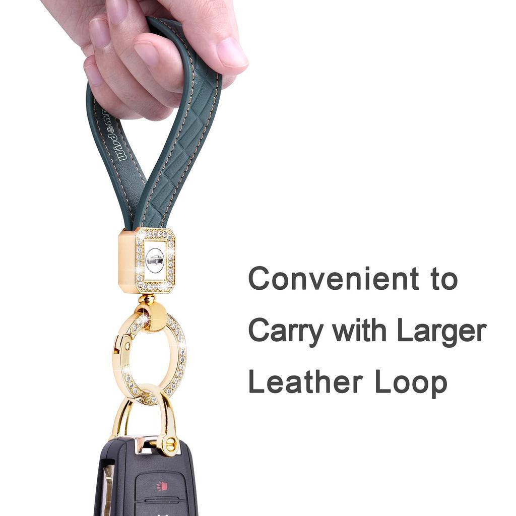Wisdompro Car Key Sparkly PU for Smart Gray Blue Holder, Carabiner, Leather, Keys, Anti-Loss, Stylish, Cute, Women's,