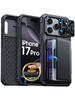Shockproof Protective Wallet Case with Card Holder, Kickstand and Sliding Camera Cover for iPhone 17 Pro-Orange
