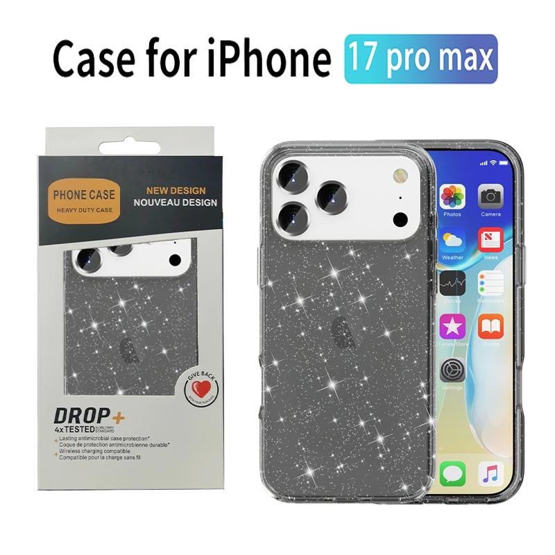 

Exquisite Glitter Bling Clear Anti-fall Phone Case for IPhone 17 Air 16E 15 14 Plus 13 12 Pro Max Shockproof Protect Cover Funda iPhone 15