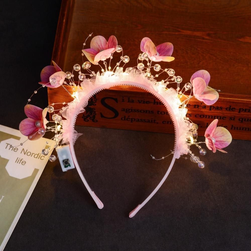 2026 New LED Light Up Butterfly Flower Headbands Girls Women Fairy Glow Headband Birthday Halloween Christmas Party Supplies