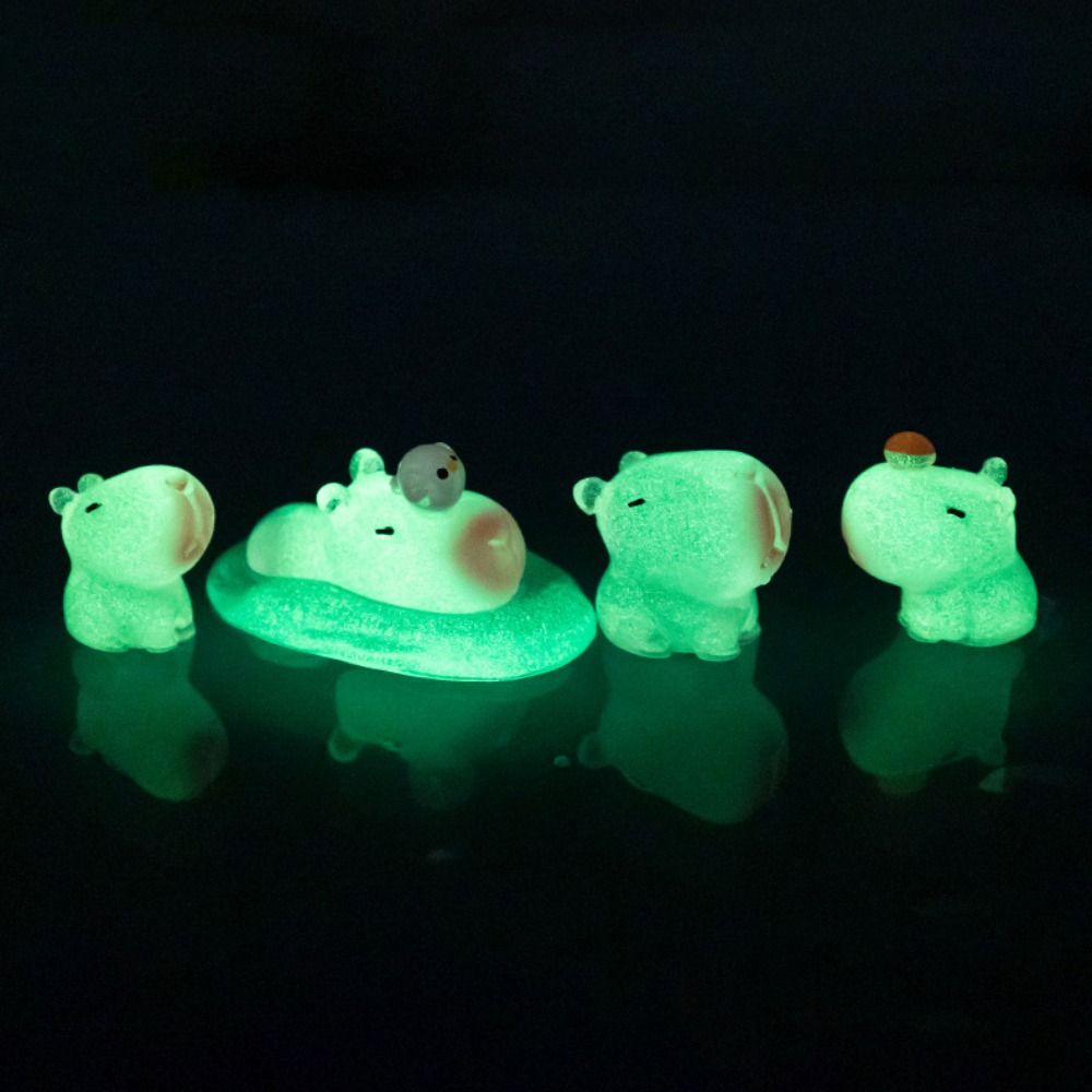 Cartoon Luminous Capybara Statue DIY Accessories Car Ornament Miniature Capybara Figurines Dollhouse Decoration Toy