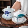 150ml Ceramic Hand-painted Tea Cup Non Hot White Porcelain Sancai Tea Bowl Underglaze Color Covered Bowl Drinking Utensils