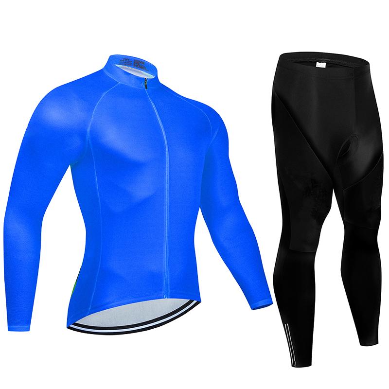 Fluorescent Color Spring Long Sleeve Cycling Jersey Sets Breathable Long Sleeve Men's MTB Bicycle Clothing Suits Roupa Ciclismo