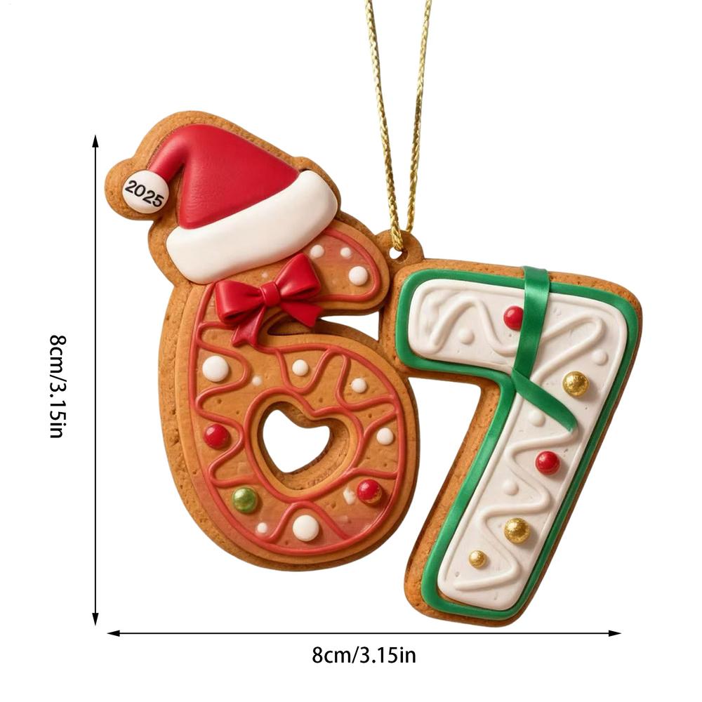 Christmas Tree Ornaments Number 67 Design Pendant 2D Acrylic Weird Christmas Ornaments with Rope for Indoor Tree Home Family