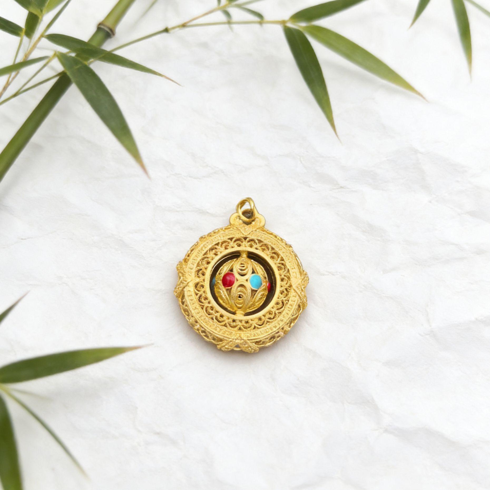 

Good Fortune Rotatable Eight Treasures Gold Pendant with Braided Rope - Light Luxury, Colorfast Sand Gold in New Chinese Style
