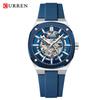 CURREN Men Automatic Mechanical Original Waterproof Silicone Strap Luminous Business Fashion Clock