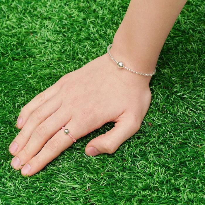 Silver Ball Clear Beads Bracelet
