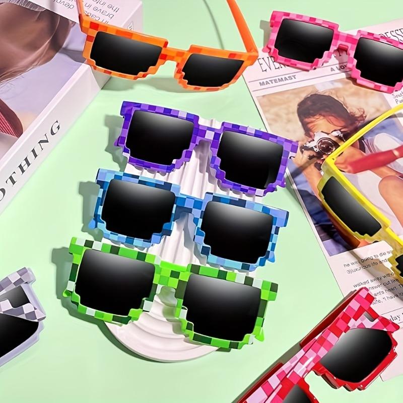 12er Pack Retro Pixel Brillen 80er Videospiel Themenparty Geschenk Erwachsene Plastikbrillen Geeignet für Geburtstag Halloween Weihnachten