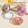 Electroplated Rose Compact Mirror - Lightweight, Portable, Folding Makeup Touch-up Mirror for Women and Students