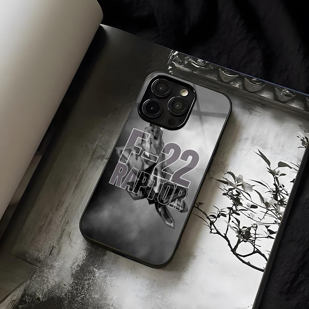 Fighter Plane Poster F-22 Raptor Phone Case For IPhone 14 13 17 12 16 15 11 Pro XS Max Plus Mini X XR Tempered Glass SE2020 Cove