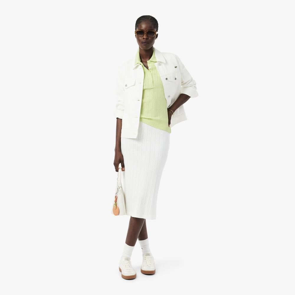 [lacoste] Women's Pointelle Ribbon Croc Polo Shirt DF5296-56GBIC