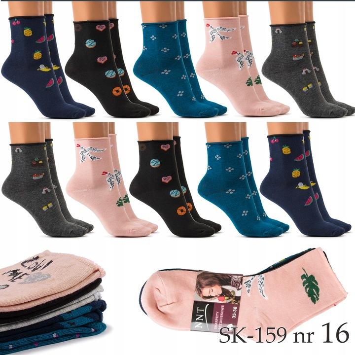 10X Skarpetki Damskie Bezuciskowe Skarpety Bawełniane Kolorowe 39-42