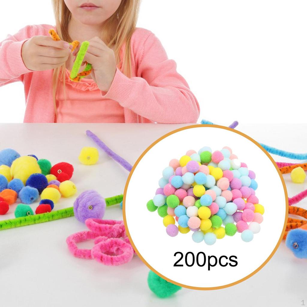 200 kusů pomponů Měkké DIY Kreativní řemesla Umění a pro Hobby Potřeby Dekorace Škola