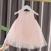 Kinderkleider für Mädchen Rosa Spitze Süße Prinzessin Mädchen Mesh-Kleid Sommer Kinder Ärmellose Partykleider für Baby Sommerkleid