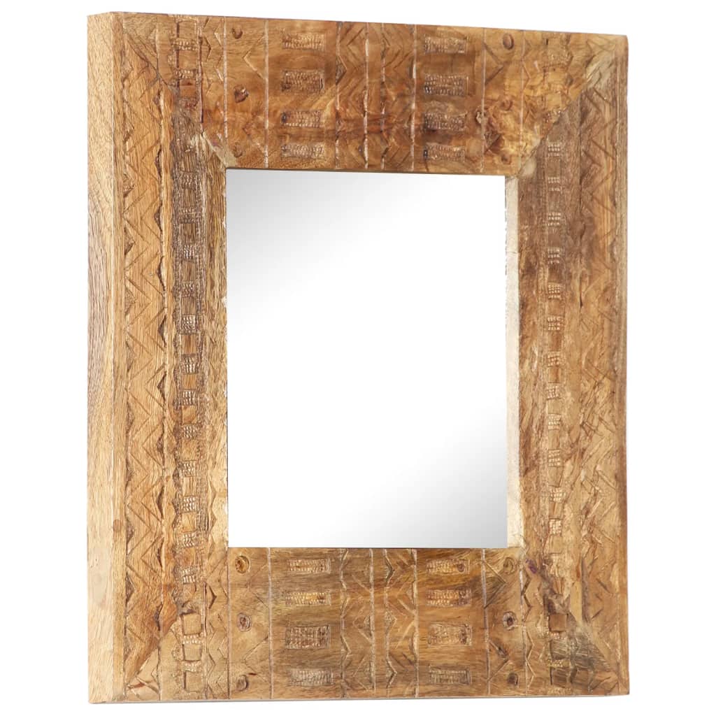 Hand Carved Mirror 50x50x2.5 cm Solid Mango Wood