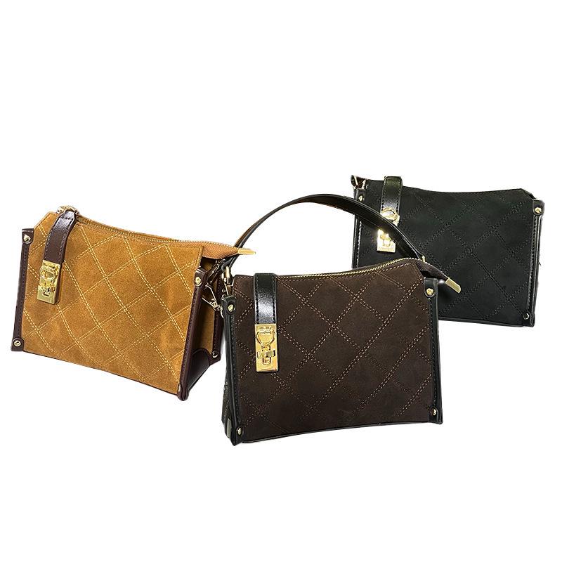 Premium Women's Top-Grain Cowhide Suede Crossbody Handbag 2025 Fashionable Small Square Bag