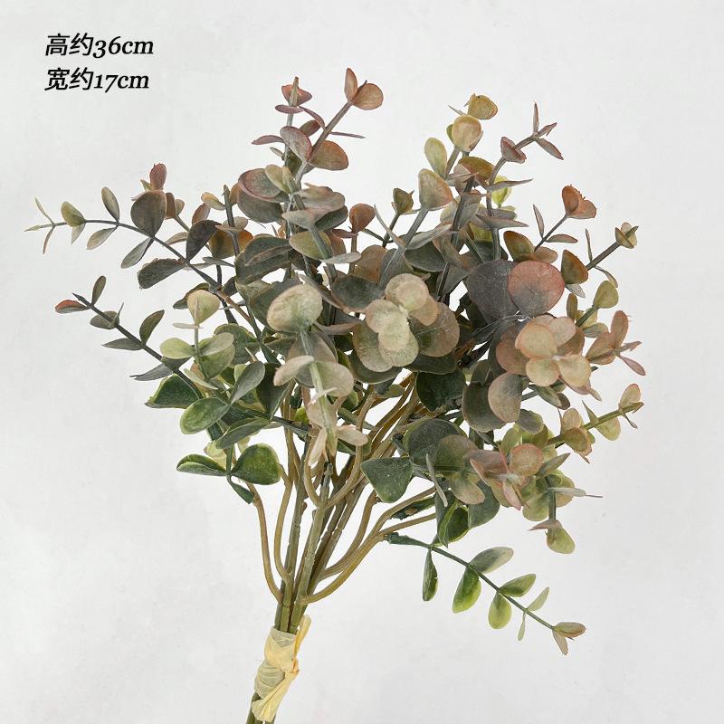 Букет Эвкалипт Лист Денег Цветок Материал Искусственный Цветок Искусственный Цветок Симуляция Зеленые Растения Домашние Растения Трава Сочетание 6 bundles оранжевый