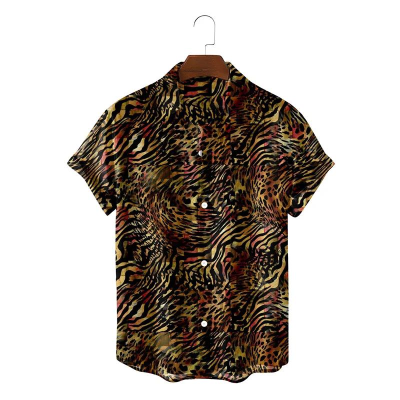 Summer Fashion Shirts For Men Streetwear Leopard Print Shirt Summer Harajuku Womens Clothes Blouse Camisa Masculino