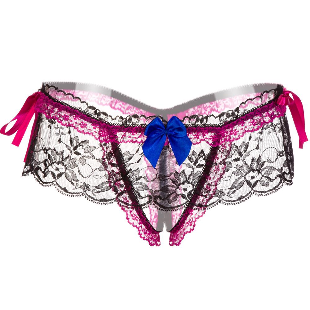 Women's Sexy Lace Panties High-Crotch Transparent Floral Briefs Underwear