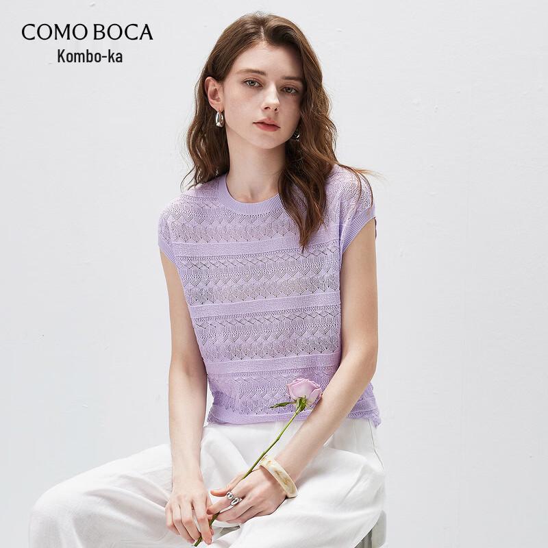 Komong Boca Women s 2026 Spring Summer Loose Hollow Knit Tee 2XL
