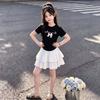 Summer Sweet Cartoon Bow Short Sleeve Two Piece Cake Dress Set