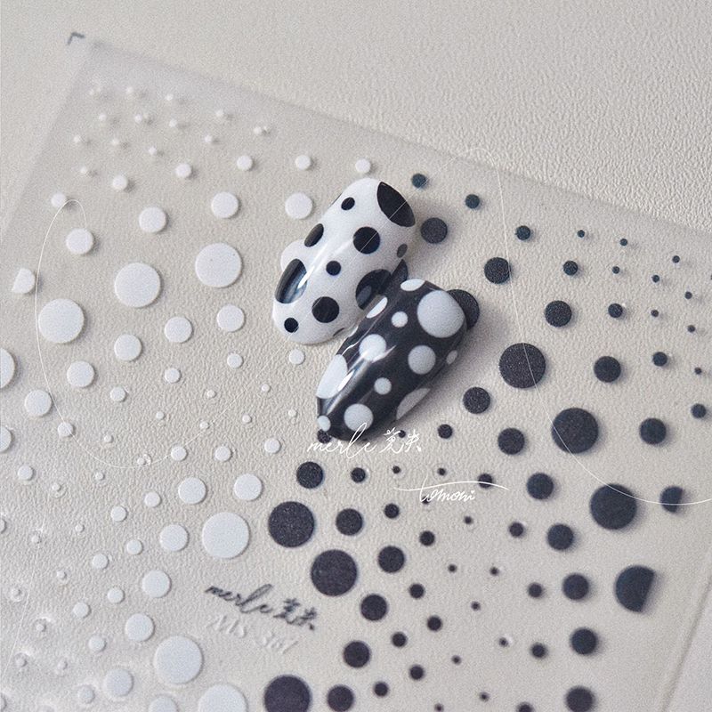 

Tomoni Color Small Dot Adhesive Nail Sticker Black and white dot 361((Thin and tough))